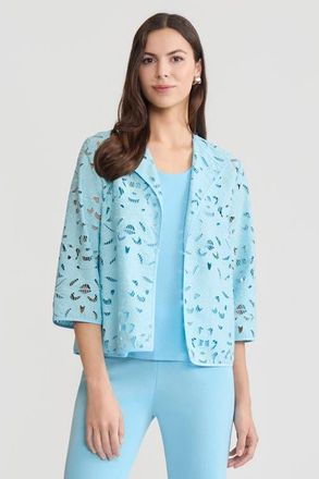 Ming Wang Heritage Embroidered Stitch Woven Topper in Serene at Nordstrom, Size X-Small