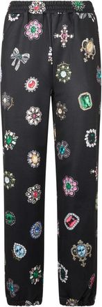 Moschino Moderne Kleurrijke Broek Met Elastische Taille - Dames - Straight fit broeken - Zwart - S - Katoen - Broeken