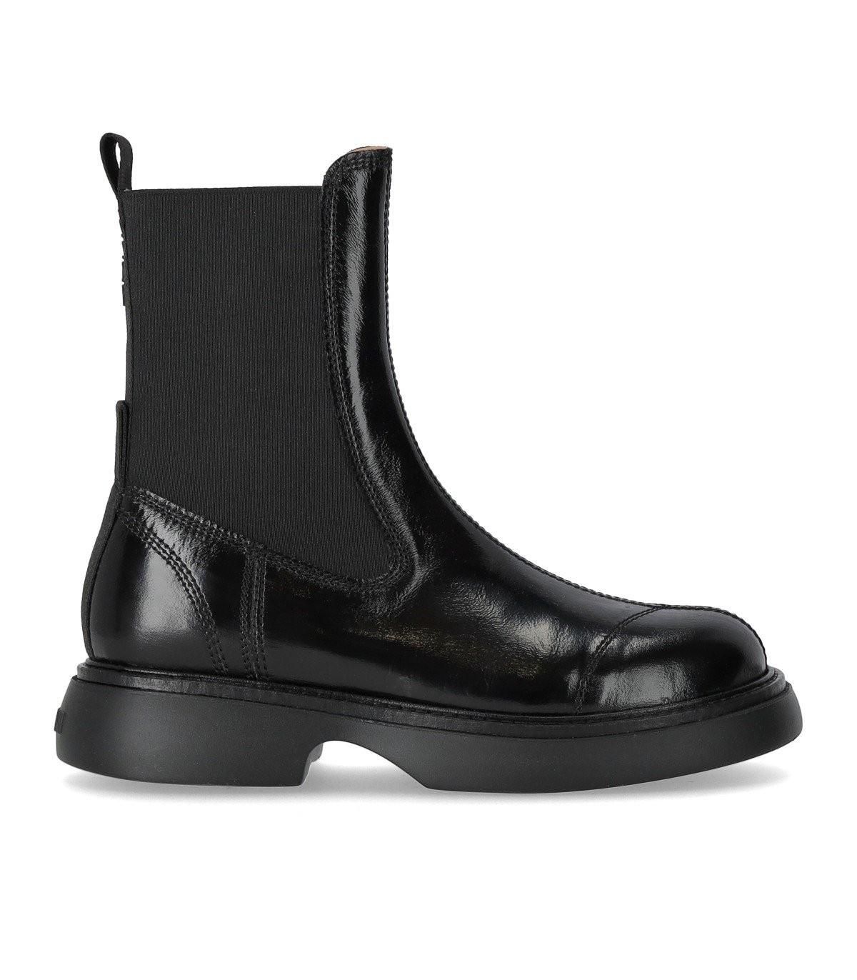 【関税込み】Chelsea Biker Ankle Boots - Ganni - Leather - Bl Ganni biker Chelsea ankle boots - women - Rubber/Rubber