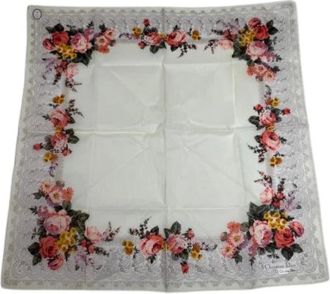 Dior Pre-owned Scarves, female, White, Size: ONE SIZE Pre-owned Silk Scarf