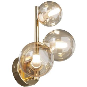 Maytoni Applique Contemporanea Dallas Metallo Oro 3 Luci Diffusori Cognac