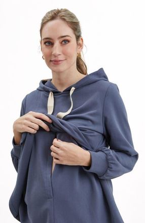 Nom Maternity Crosby Maternity & Nursing Hoodie in Slate at Nordstrom, Size X-Small