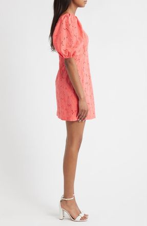 Anne Klein Cotton Eyelet Minidress in Sea Coral at Nordstrom, Size 12