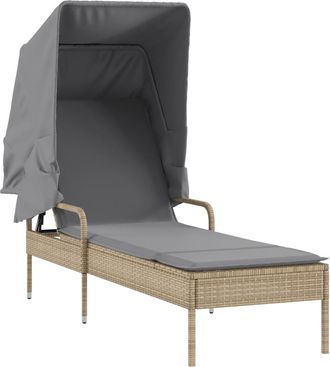 vidaXL Tumbona Con Capota Rat&aacute;n Sint&eacute;tico Beige Vidaxl