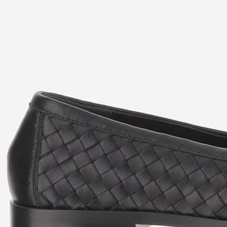 Bottega Veneta Womens Loafers Silenzio Woven Leather Black