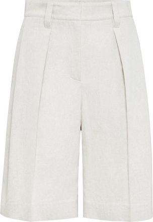 Brunello Cucinelli cotton-linen bermuda shorts - women - Cotton/Linen/Flax - 44 - White