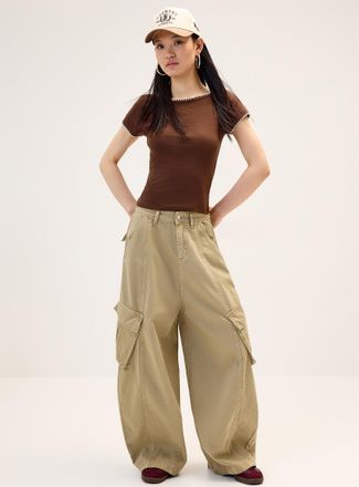 Twik Womens Cargo barrel-leg pant