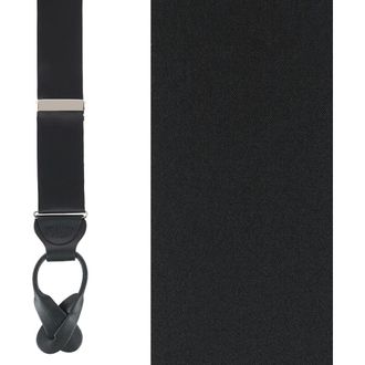 Trafalgar Store Dutton Solid Color Silk Button End Suspenders in Black at Nordstrom
