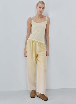 Mango Maglietta micromodal spalline giallo pastello - Donna - S - MANGO