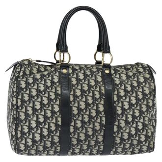 Dior Vintage Trotter Boston Bag Diorissimo Canvas Black Canvas Handbag (Pre-Owned)