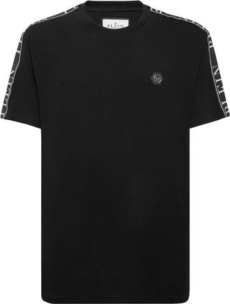 Philipp Plein T-shirt met ronde hals en tape - Heren - T-shirts - Zwart - 3XL - Katoen - Tops