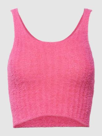 Noisy May Crop Top in Strick-Optik in Pink, Gr&ouml;&szlig;e L