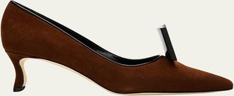 Manolo Blahnik 50mm Potoka Suede Pumps