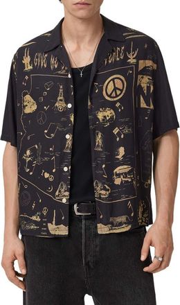 AllSaints Pacify Short Sleeve Button-Up Shirt in Rattan Brown at Nordstrom, Size Xx-Large