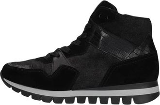 Gabor Zwarte Su&egrave;de Hoge Top Sneakers - Dames - Sneakers - Zwart - 40 EU - Su&egrave;de - Schoenen