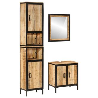 vidaXL Conjunto De Muebles De Ba&ntilde;o 3 Pzas Madera Maciza Mango Y Hierro Vidaxl