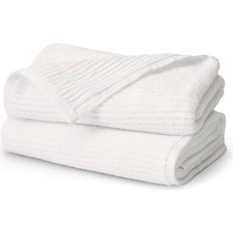 Boll & Branch Set of 2 Ribbed Organic Cotton Hand Towels in White at Nordstrom