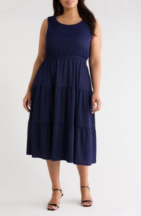 Anne Klein Sleeveless Tiered Midi Dress in Distant Mountain at Nordstrom, Size 0 X