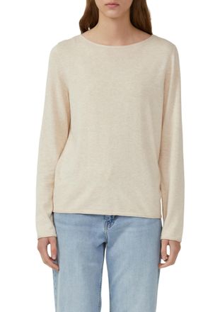 s.Oliver Langarmshirt S.OLIVER, Damen, Gr. 36, beige (ecru), Strick, Obermaterial: 50% Baumwolle, 50% Viskose, unifarben, regular fit taillenbedeckt, Rundhals,