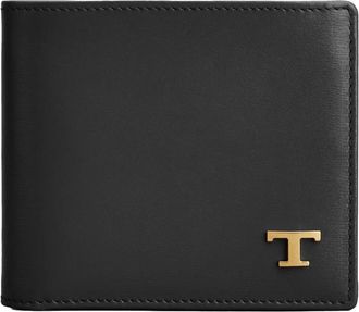 Tod's T Timeless Portemonnee - Heren - Portefeuilles - Zwart - ONE Size - Leer - Accessoires
