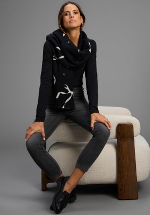 Laura Scott Modeschal LAURA SCOTT, Damen, schwarz-weiss (schwarz, wei&szlig;), Web, Obermaterial: 100% Polyester, gemustert, kontrastfarbene Details, unifarben mit Farb