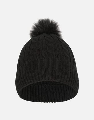 Mountain Warehouse Womens Mountain Warehouse Womens/Ladies Pom Pom Faux Fur Lined Beanie - Black - Size: ONE size