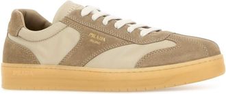 Prada Mens Beige Suede E Re-Nylon Sneakers Deserto