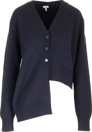 Loewe Cashmere Knit Cardigan Knitwear Blu-Donna