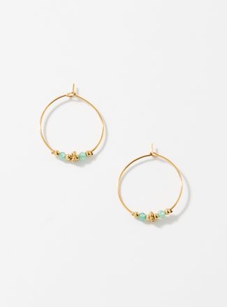 Simons Womens Thin Hoop Earrings with stones