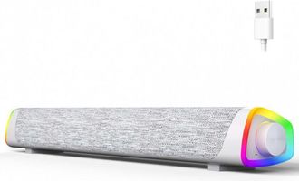 OEM Altavoces Para Ordenador, Barra De Sonido Usb Con Cable, Bluetooth V5.3, Iluminaci&oacute;n Led Multicolor Y Bot&oacute;n De Encendido/apagado, Para Ordenador De So