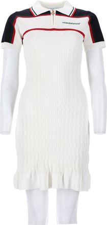 Casablanca Textured Knit Mini Dress With Polo Collar And Contrast Panels