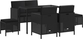 vidaXL Vidaxl - Set Comedor De Jard&iacute;n 6 Pzas Con Cojines Rat&aacute;n Sint&eacute;tico Negro