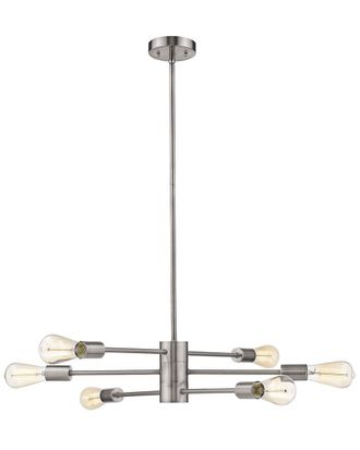 Eglo Eglo Willsboro 6 Light Open Bulb Chandelier With Polished Nickel Finish & Semi-Adjustable Arms