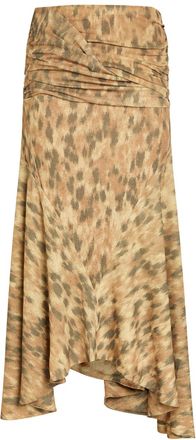 Ganni Printed Asymmetric Jersey Midi Skirt - Light Brown - 34 (UK6 / XS)