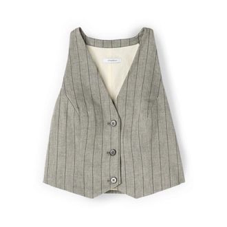 Motivi Top chaleco de rayas diplom&aacute;ticas en mezcla de lino - Suits - Mujer - Gris - XL