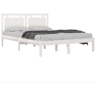 vidaXL Estructura De Cama De Madera Maciza Blanca 140x190 Cm Vidaxl