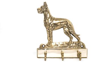 OEM Gran Dan&eacute;s I - Colgador De Llaves Con Perro, Soporte De Lat&oacute;n Para Accesorios Para Perros, Elegante Decoraci&oacute;n Para El Pasillo De Art-dog