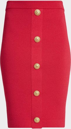 Balmain Buttoned Compact Knit Pencil Skirt