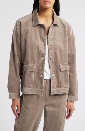 Eileen Fisher Classic Collar Corduroy Jacket in Taupe at Nordstrom Rack, Size X-Large