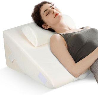 Costway Costway Almohada Cu&ntilde;a De 3 Piezas, Cojin Lectura Cama Sofa Espuma Con Memoria, 57 X 30 X 53 Cm, Cu&ntilde;a Antireflujo Adulto, Funda Lavable, Blanco