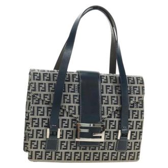 Fendi Pre-owned Zucchino Canvas Hand Bag - Dames - Vintage Handtas - Blauw - ONE Size - Leer - Vintage