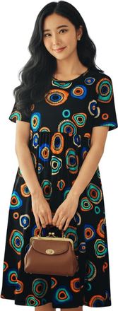 Generic Womens Casual Dress | Comfortable Everyday Wear for All Occasions | 100% Cotton & Versatile Fashion for Women Blue (UK, Alpha, XXL, Regular, Regular, 