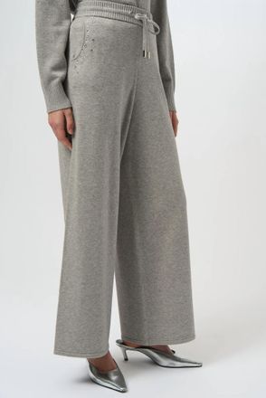 Joseph Ribkoff Embellished Pull On Wide Leg Pants In Grey Melange