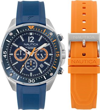 Nautica Nct Blue Sail Silicone Watch Box Set