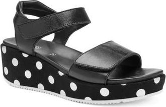 Ara Rosepetal Platform Wedge Sandal in Black/Black/Cream at Nordstrom, Size 9.5-10Us
