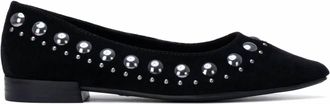 Xti Womens Studded Suede Ballet Flat Shoes In Black