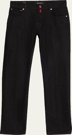 Kiton Mens Black Wash Straight-Fit Jeans