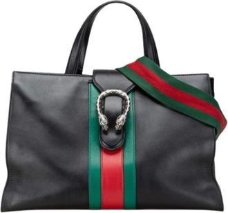 Gucci Pre-owned Handbags, female, Black, Size: ONE SIZE Pre-owned Leather Handbag