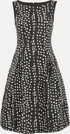 Max Mara Black/white Dotted Flared Mini Dress