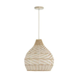 Els Banys L&aacute;mpara de Techo Mimbre PVC Natural y Blanco &Oslash;40 cm E27